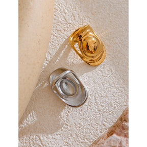 Anel Geométrico de Metal Banhado a Ouro 18K