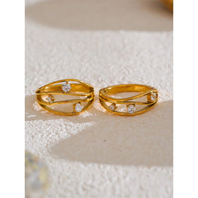 Anel Fashion Zircônia Cúbica Ouro 18K