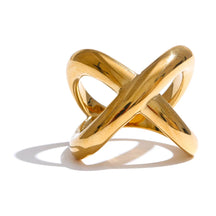 Anel X-Shape Ouro 18k PVD – Estilo que Impacta