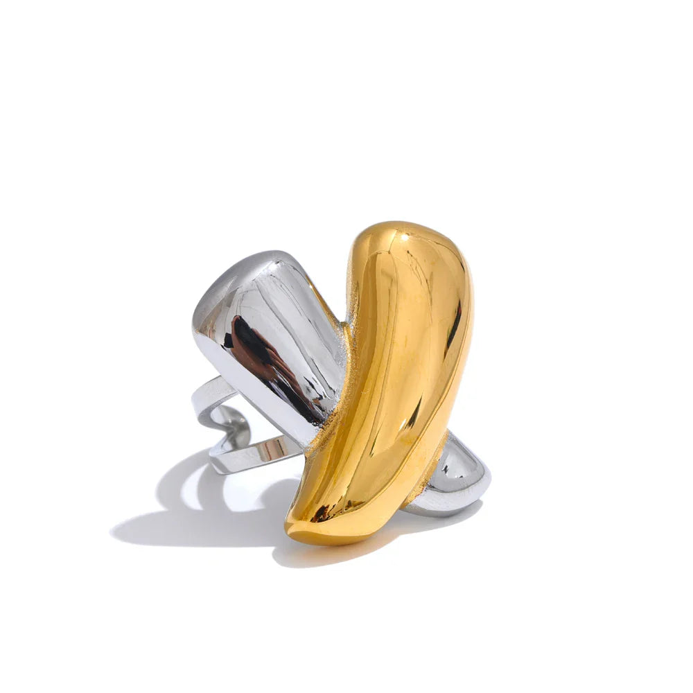 Anel Texturizado Banhado a Ouro 18K