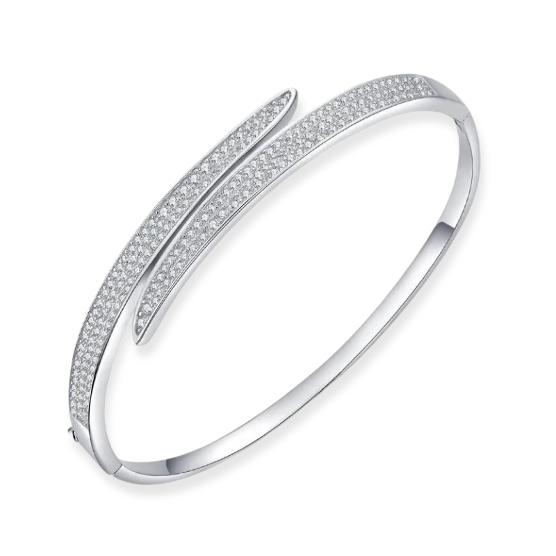 Bracelete com Zircônias em Prata 925 Banhado a Ouro Branco