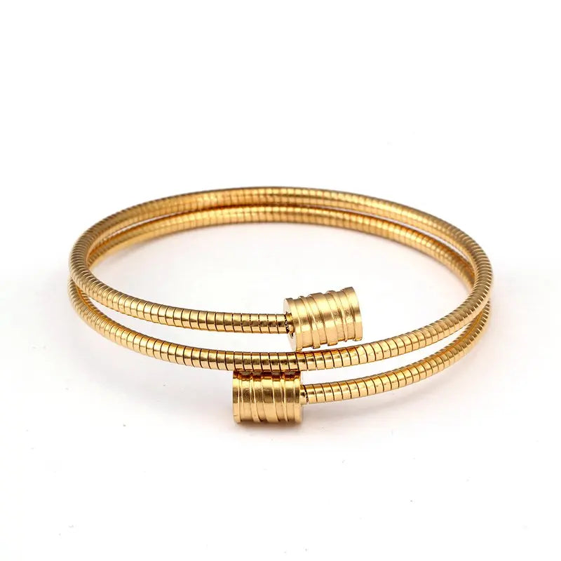 Bracelete Espiral em Aço Inoxidável Banhado a Ouro 18k