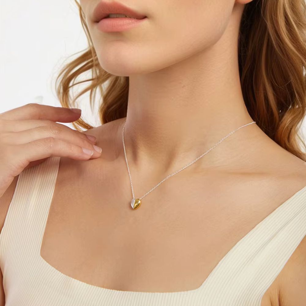 Colar Charme Coração Valentim Prata 925 Banhado a Ouro 18k