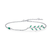 Pulseira Folhas Verdes Prata 925