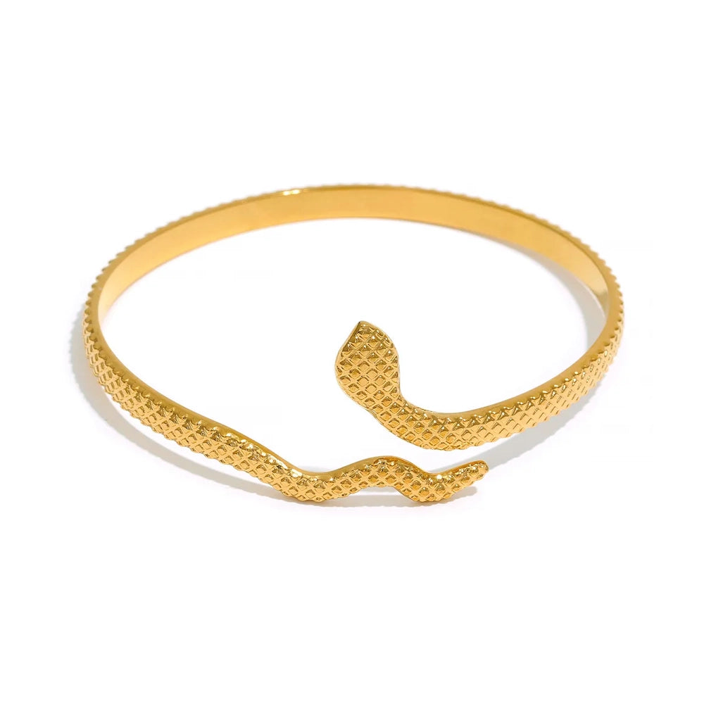 Bracelete Serpente em Aço Inoxidável Banhado a Ouro 18k